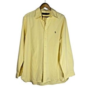 Ralph Lauren Men's Size 17 34/35 Yellow Button Down Shirt Embroidered Logo